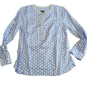 Talbots Cotton Tunic Top Shirt V-Neck Cornflower Blue Women's Sz Medium Petite
